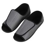 Ibluelover Men's Open Toe Diabetic Slippers Adjustable Orthopedic Walking Shoes Wide House Diabetic Shoes Comfortable Footwear Sandals Durable Square Toe Support Brace for Swollen Feet, Edema Elderly