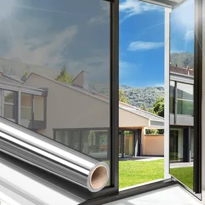 Arthome 17.5 Inch x 6.5 Feet,Silve, One Way Window Privacy Film Daytime Privacy Window Tint for Home Anti UV Static Cling Heat Control Reflective Glass Film for Home and Office