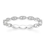 TIGRADE Silver Eternity Ring Oval Milgrain Cubic Zirconia Stacking Engagement Ring Wedding Band for Women Size 4-12 (Silver, 3.5)