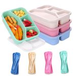 8 Pack Bento Box Reusable Lunch Box for Kids 4-Compartment Bento Box Adult Lunch Containers Kids with 4 Sets of Tableware BPA-Free for Company, Traveling, Camping