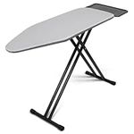 Duwee Ironing Board Extra Large with Big Steam Iron Rest,Heat-resistant Metallic Cover with Thick Double layers Padding,Adjustable Height,Heavy Sturdy Legs and Foldable,Grey,122 x 43cm