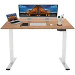 FLEXISPOT EC5 Classic 60x30 Inch 3 Stages Dual Motor Electric Standing Desk Bamboo Whole-Piece Board Height Adjustable Desk Electric Stand Up Desk Sit Stand Desk(White Frame + Bamboo Desktop)