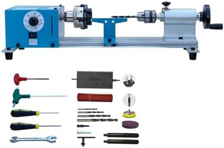 Mini Lathe Wood Lathe Machine Multi-Purpose Type Extended Processing Diameter 2.5 Inche, Processing Length 7.5 Inche Support for Drilling