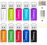 10 X 1GB USB Flash Drive, Exmapor Thumb Drive Cap Design USB Stick with LED Indicator Lanyards Multi Colors(10 Mixed Colors: Silver/Light Green/Pink/Sky Blue/Purple/Orange/Green/Red/Blue/Black)