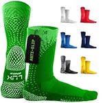 LUX Anti Slip Sport Grip Socks GripArray™ (Patented) Non-Slip Grips Technology, Green, One Size