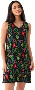 GYS Christmas Womens Bamboo Viscose Nightgowns Soft Sleeveless V Neck Nightdress Lightweight Sleep Shirt, Holly, Medium