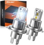 SEALIGHT H4/9003 LED Light Bulb, 1:1 Real Size, 1000% Brighter than Origin, 60,000LM Super Output, 6500K Cool White with 25000RPM Fan, 3Mins Plug and Play, Pack of 2