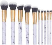 ZXUY Makeup Brushes Set Professional Premium Synthetic Kabuki Foundation Cream Face Powder Blush Concealer Eyeshadow Brush Cosmetic Brushes (Marble 10Pcs)