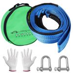 STHIRA® 16.4ft Tow Ropes Heavy Duty Towing Straps with 2 Shackles Locks & Storage Bag Polyester Webbing Rope with Reflective Strip, Max 8000KG Capacity Tow Strap for Sedans, SUVs, Pickup Trucks