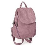 UTO Backpack for Women Mother Mum Ladies Rucksack Bag Flap Over Anti Theft Double Side Zipper Pockets Vegan Leather Purple Mix