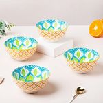 Nestasia Microwave & Dishwasher Safe Ceramic Bowl with Mandala Pattern | Set of 4 | Perfect for Snacks, Rice, Dal, Vegetables, Fruits, Salad & Noodles | BPA & Lead Free | 250ml Each