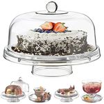 Multi Functional 6in1 Clear Cake Stand Dome Platter Dip Server Punch Salad Snack Bowl Kitchen Party BBQ Picnic Tray