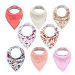 ALVABABY Baby Drool Bandana Bibs 8 Pieces of Floral Bibs For Drooling Teething Feeding Reusable Adjustable Snap Super Absorbent 100% Cotton Unisex Boys Girls Newborn