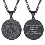 PROSTEEL Engraved Name Amulet Necklace for Men Black