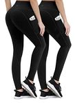 ALONG FIT Yoga Pants for Women with Phone Pockets, Compression Workout Leggings 2 Pack