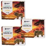 STUDIOSTONE CREATIVE Safari Set Soapstone Sculpture Stone Carving DIY Arts Crafts Kit Kids Adult