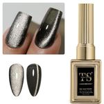 THR3E STROKES Cat Eye Gel Nail Polish 15ml Gel Polish Soak Off U V LED Nail Lamp 1 Color Silver Shimmer Velvet Gel Nail Polish Nail Art Manicure Salon DIY Home (97 - CAT EYE BLACK)