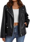 AUTOMET Womens Leather Jacket Fall Faux Suede Zip Up Motorcycle Biker Coat 2024 Winter Fashion Outfits Clothes Trendy Outwear Black L