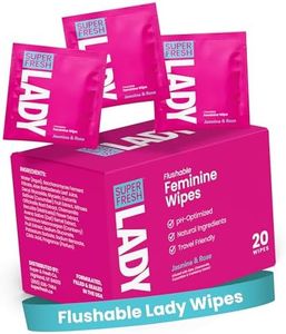 Lady Parts Feminine Wipes - Flushable Wet Wipe for Women - pH Optimized for Privates, Body, Booty, & Face - Good for Travel & Intimate Areas - Stay Fresh & Clean - 20 Wipes