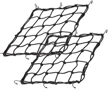 2Pack 15.7"x15.7" Cargo Net, Heavy Duty Bungee Net Stretches to 31.5"x31.5", Gear Helmet Luggage Thicken Netting with 3"x3" Small Mesh & 6 Adjustable Metal Hooks for Motorcycle, Bike, ATV (4040)