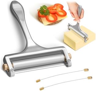 Cheese Slicers for Block Cheese - Cheese Cutter with Wire Stainless Steel, Adjustable Thickness Cheese Slicer for Soft, Semi-Hard Cheeses - Ergonomic Cheese Slicer Manual (Gray) V TOWER