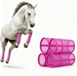 PETNOME Fly Boots for Horses Set of 4,Mesh Shoofly Leggings Boots for Horses, Breathable Adjustable,Anti-Sag Stays, Reduces Stomping & Fatigue, Comfort Medium to Large Horses Pasture Turnout Pink