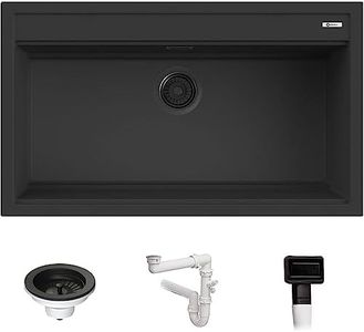 Lavello Quareco incasso 1 vasca 86×51 Prime 90 Granito Nero QLP090NE