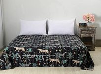 Ravaiyaa - Attitude is everything Cotton Hand Kantha Quilted Quilt Bedspread Gudari Bedding Quilt Double Bed Cover Comforter Ralli (Black)