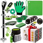 Puppy Starter Kit - Supplies, Accessories, 23 pc Set with Feeding Bowls, Lick Mat, Teaching Aids, Leash, Collar, Toys, Potty Training Bells & More for New Dogs, Green