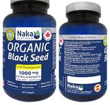 Naka Platinum Organic Black Seed oil, 100% PURE, 1000mg, Extra strength, Cold Pressed, 2-3% Thymoquinone, Made in Canada (60 softgels (Pack of 1))