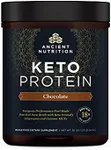Ancient Nutrition Keto Protein Powder, KetoPROTEIN with Fats from Bone Broth and MCT Oil, Chocolate, 18g Protein 10g Fat Per Serving, Gluten Free, Low Carb, Paleo Friendly, 17 Servings