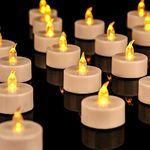 Flameless Tea Lights Candles Realistic LED Flickering Operated Tea Lights Steady Battery Tealights Long Lasting Electric Fake Candles in White 24pcs Decoration for Party and Gifts Ideas