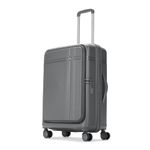 Aristocrat Solana Check-in Trolley Bag 65cm | Medium | Hard Luggage | 8-Wheel Suitcase with Front Opening for Business Travel | TSA Lock with Anti-Theft Zipper | 3 Years International Warranty (Grey)