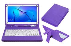 Acm USB Keyboard Case Compatible with Huawei Honor Mediapad T3 10 Ags-L09 Tablet Cover Stand Study Gaming Direct Plug & Play - Purple