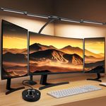 TonyEst LED Desk Lamp for Home Office, 24W Bright Office Desk Lamp with Desktop Dimmer, 46" Multi-Screen Computer Monitor Architect Clamp Desk Light, Color and Dimming LED Table Light for Work Study