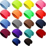 Syhood 18 Pieces Thin Knit Slouchy Cap Hip-Hop Sleep Cap Stretchy Baggy Beanie Hat Dwarf Hat for Women Men, 18 Colors, Multicoloured, One Size