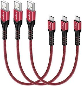 Fasgear Short USB C Cable, 3 Pack 1ft/30cm USB Type C 2.0 Cable Fast Charging and High Speed Data Transfer Cable for Moto G6,7 Galaxy Note 10 S9 S8 Oneplus 7 pro Sony Xperia L1 XA2 Huawei P20 Lite Redmi Note 7 (Red)