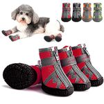 Zunea Dog Boots for Small Dogs Breathable Mesh Zipper Shoes Anti-Slip Adjustable Reflective Puppy Booties Outdoor Pet Chihuahua Paw Protectors Boots with Rugged Sole for Hot Pavement Red 5#