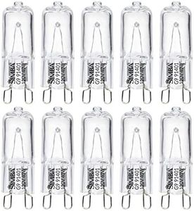 Simba Lighting Halogen Light Bulb G9 T4 40W JCD Bi-Pin (10 Pack) for Chandeliers, Pendants, Cabinet Lights, Landscape Lights, Desk and Floor Lamps, Wall Sconces, 120V Dimmable, 2700K Warm White