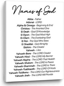 God Names Poster Print Bible Verse Canvas Painting for Home Decor Names of God Wall Art Yahweh Poster Minimalist Black and White Wall Art Christian Artwork Quote Print Wall Decor 16x24inch No Frame (16x24inch (No Frame))