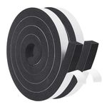 Foam Weather Stripping 2 Rolls 1 Inch Wide X 3/4 Inch Thick, Door Insulation Foam Strips with Adhesive Automotive Weather Strip, Total 13 Feet Long (2 X 6.5 Ft Each)