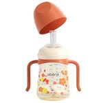 Oerbni PPSU Sippy Cups for Toddler 1-3, Weighted Straw No Spill Sippy Cup 6+ Months Old Newborn Baby with Silicone Natural Flow Nipple, Removable Handles, 8oz / 240 ml, Orange/1Pack