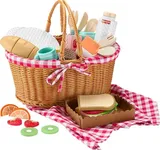 Fisher-Price Pretend Playset Wooden Picnic Basket with Food, 31 Wood Pieces for Preschool Kids Ages 3+ Years