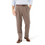 Dockers Men's Comfort Khaki Upgrade Relaxed Fit Pleat Pant, Dark Pebble, 40x29