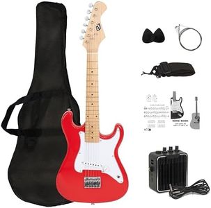 CB SKY 32 Inch Kids Electric Guitar Beginner Kit, Junior Size Electric Guitar for Children with 5W Amplifier, Beautiful Chritsmas Guitar Gifts (Red-bag)