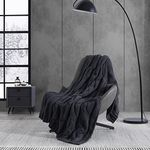 Vera Wang - Throw Blanket, Ultra Soft Chenille Home Decor, Luxury Bedding for Bed or Couch (Large Cable Knit Black, 50" x 70")