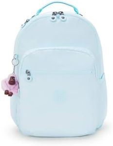 Kipling Seoul Large Metallic 15" Laptop Backpack, Blue Sky Met, 12.75''L x 17.25''H x 8''D