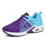 HROYL Dance Sneakers Women Split Sole Wear-Resistant Non-Slip Zumba Jazz Fitness Sports Dance Sneakers, Model 919 Purple Blue,5.5 B(M) US