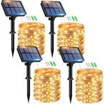 4 Pack Solar String Lights Outdoor, 150LED 49FT Each Solar Fairy Lights Waterproof 8 Modes Copper Wire Solar Powered String Lights for Outdoor Patio Garden Wedding Trees Party Xmas Decor (Warm White)