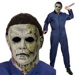 Michael Myers Masks Adult, Full Head Horror Classic Original Micheal Myers Rotten Face Mask With Hair Scary Halloween Kills Horror Cosplay Costume Latex Props (Style 06)